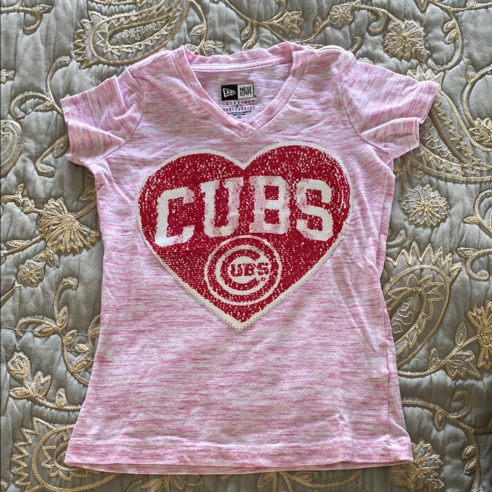 Cubs Kids Pink Heart T-Shirt
